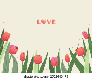 Beautiful Tulip flower template, Frame tulip flowers for spring or summer holiday.