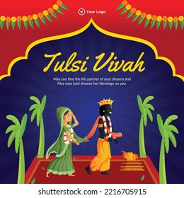 Beautiful tulsi vivah Hindu festival banner design template.