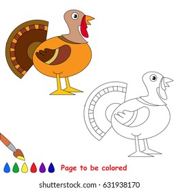 Beautiful Turkey to be colored, the coloring book for preschool kids with easy educational gaming level.