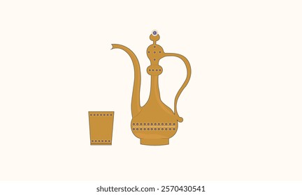 Beautiful turkish traditional decorated copper pitcher image for use.