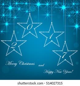 Beautiful turquoise background with sparkles and stars .Vector  illustration