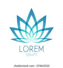 Beautiful Turquoise Lotus Flower Logo Template Sign. Good For Spa, Yoga And Medicine Designs.