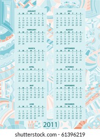 Beautiful turquoise and orange 2011 vector calendar
