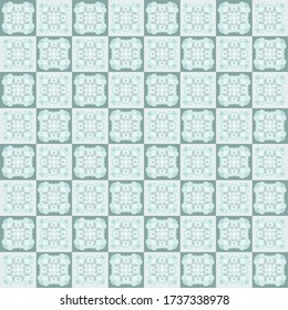 beautiful turquoise seamless pattern. flower ornament arranged in a staggered order. patchwork. print, template.