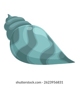 Concha azul-turquesa bonita com listras onduladas está deitada sobre um fundo branco