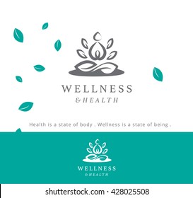 BEAUTIFUL TURQUOISE , VECTOR LOGO /ICON DESIGN ,MEDITATION POSITION SILHOUETTE