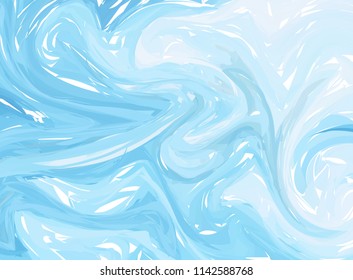Beautiful turquoise vector marbled surface. Unique handmade texture with liquid paint. Watercolor background. Blue waves.