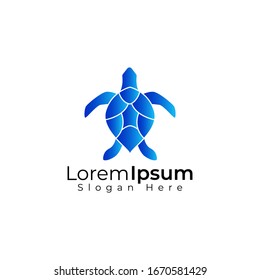 diseño del logotipo de la tortuga hermosa, azul, vector, ilustración