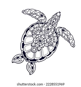 Beautiful Turtle Mandala arts. isolated on white background. svg