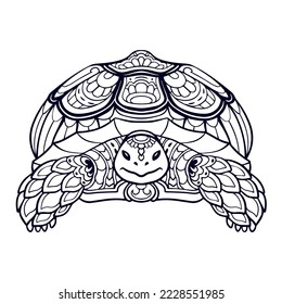 Beautiful Turtle Mandala arts. isolated on white background.