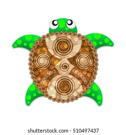 Beautiful turtle with a patterned shell illustration.