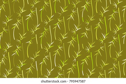 Beautiful Twigs Pattern for Textile, Paper, Packaging Paper, Tile, Tablecloth, Fabric. Bamboo Leaves. Twigs. Abstract Green Bamboo Background in Asian Style. Leaves Pattern.