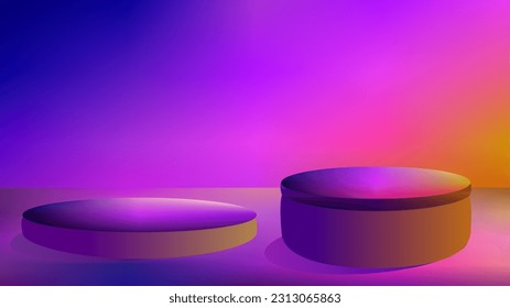 Beautiful twilight sky gradient 3D podium models