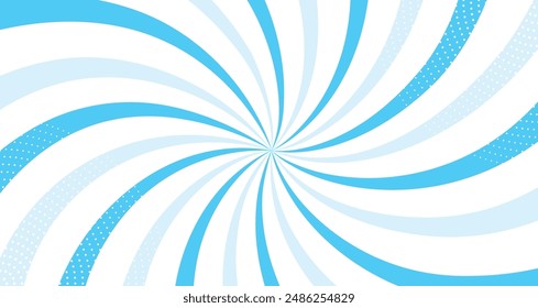 Hermosos rayos retorcidos en el estilo del arte pop. Ilustración vectorial de rayos solares retro con efecto de semitonos aislados sobre fondo blanco. Abstractas explosión de arte pop en estilo de dibujos animados.