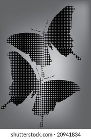 beautiful two butterfly black silhouette