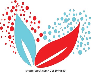beautiful two colors combined leaf logo vector