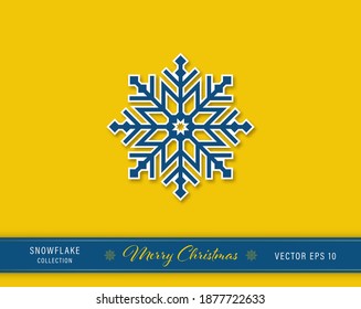 Beautiful two layers Christmas snowflake icon on yellow background