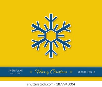 Beautiful two layers Christmas snowflake icon on yellow background