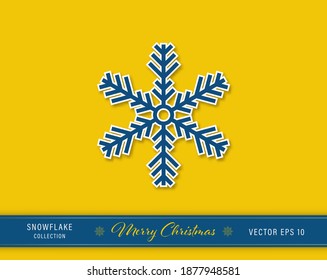 Hermoso icono del copo de nieve de Navidad de dos capas sobre fondo amarillo