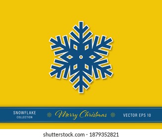 Hermoso icono del copo de nieve de Navidad de dos capas sobre fondo amarillo