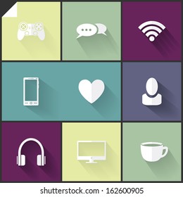 Beautiful two-colored (white and grey) flat icons for web and mobile applications