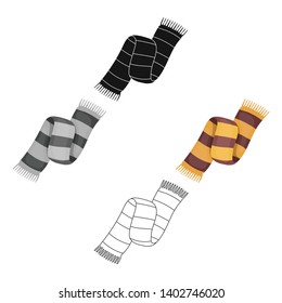 Beautiful two-tone scarf.Scarf with her ropes on the ends.Scarves and shawls single icon in cartoon,black style vector symbol stock illustration. Beautiful two-tone scarf.Scarf with her ropes on the ends.Scarves and shawls single icon in cartoon,black style vector symbol stock illustration.