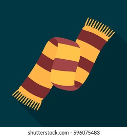 Beautiful two-tone scarf.Scarf with her ropes on the ends.Scarves and shawls single icon in flat style vector symbol stock illustration.