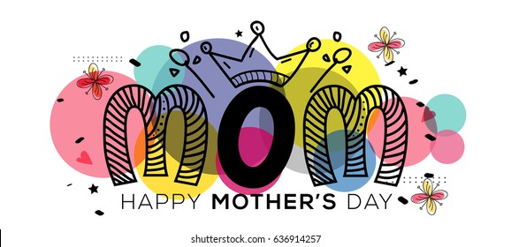 Beautiful Typographic Design Background Of Happy Mothers Day.