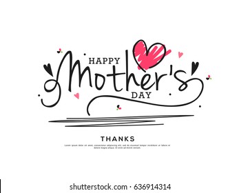 Beautiful Typographic Design Background Of Happy Mothers Day.