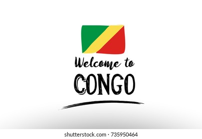 Beautiful typography design of congo country with welcome to message and national flag suitable as a logo icon poster badge greeting card t-shirt or website banner