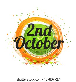 Beautiful typography of Gandhi jayanti indian color theme background.