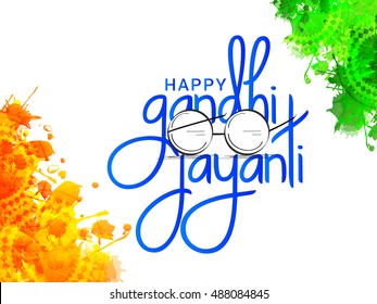 Beautiful typography of Gandhi jayanti indian color theme background.