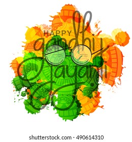 Beautiful typography of Gandhi jayanti indian color theme background.