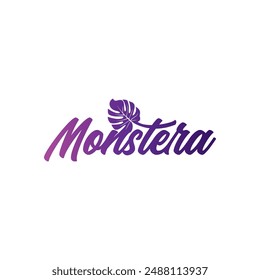 Beautiful Typography Monstera Logo, Monstera Logo