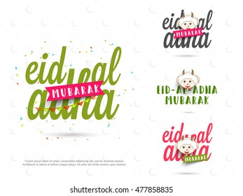 A beautiful typography set in different style of eid-al-adha celebration background.