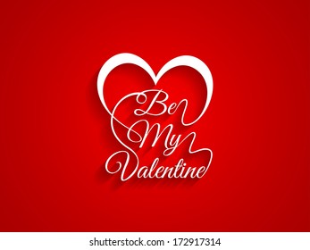 Beautiful Typography Of Text Be My Valentine On Red Color Background. Vector Illustration