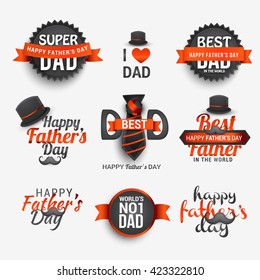 A beautiful typography,label or badge set of happy father's day.