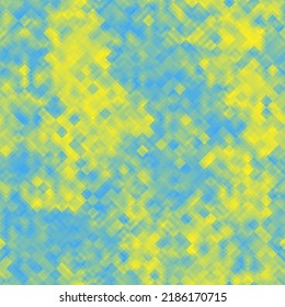 Beautiful Ukrainian flag halftones tribal texture. Digital military camouflage seamless pattern. Urban uniform masking camo. Colorful pixel blots background. Abstract fashionable textile print.