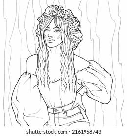 Beautiful Ukrainian Girl Line Art Adult Stock Vector (Royalty Free ...