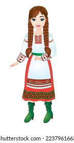 beautiful ukrainian girl in national ukrainian costume. vector illustration
