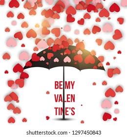 Beautiful umbrella and heart Heart texture. Set hearts. Romantic card. A rain of heart. Romantic Umbrella. Love - Vector