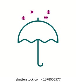 Hermoso icono del vector de línea de paraguas