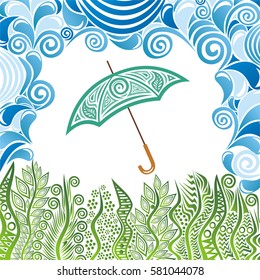 Beautiful umbrella. Vector illustration.