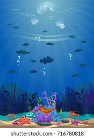 Beautiful Underwater Scene Beautiful Underwater Background Stock Vector ...