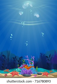 Beautiful Underwater Scene Beautiful Underwater Background Stock Vector ...