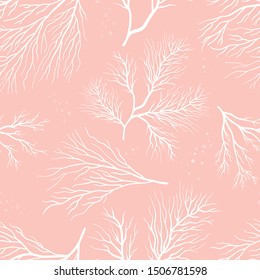 Beautiful underwater seamless pattern, handdrawn elegant corals, great for fashion prints, wallpapers, banners, wrappings - vector surface design