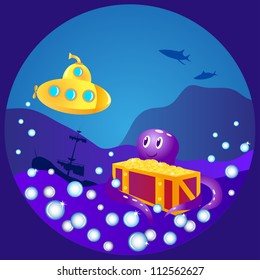 Beautiful underwater world - vector