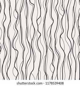 Beautiful undulating vector structure. Monochrome endless illustration. Seamless pattern with curve lines.