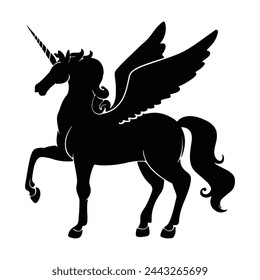 A beautiful unicorn black silhouette