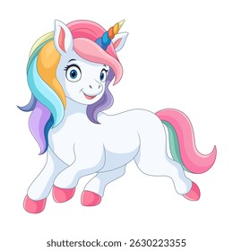 Beautiful unicorn cartoon isolated on white background